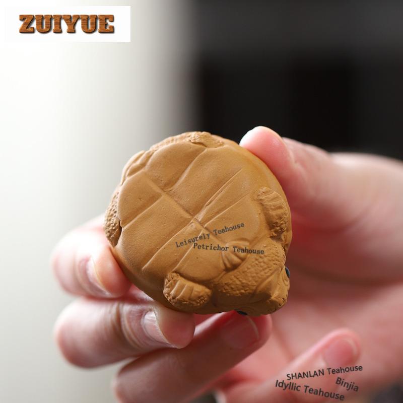 Yixing Purple Clay Small Turtle Tea Pet Vintage Exquisite Miniatures Tea Figurine Play Toys Tea Statue Ornaments Collection Gift