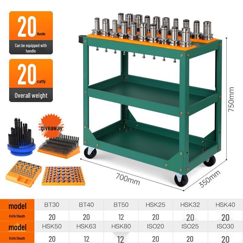 BT40/B50 CNC Tool Management Cart with Three-Layer Holder