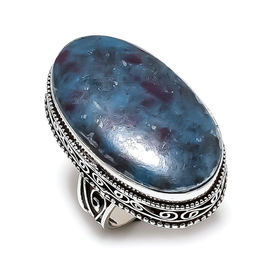 Кольцо из стерлингового серебра 925 пробы с натуральным рубином и фукситом ручной работы, размер 8 i4r50