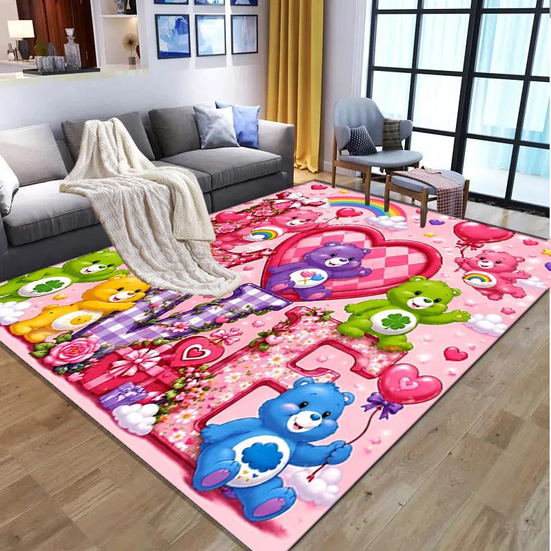 Care Bears Pattern Rug, Indoor/Outdoor Mat, for Picnic, Gameroom, Bedroom, Office, Living Room, Home Decor Carpet, Birthday Gift
