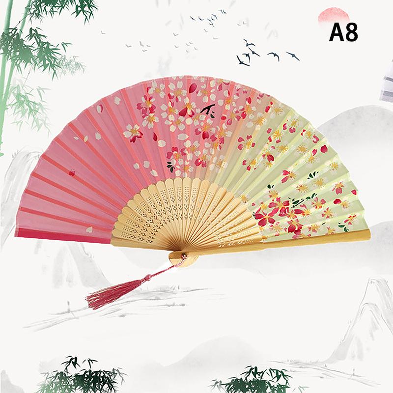Винтажный стиль, шелковый складной веер, китайский японский узор, художественный ремесленный подарок, украшения для дома, танцевальный ручной веер