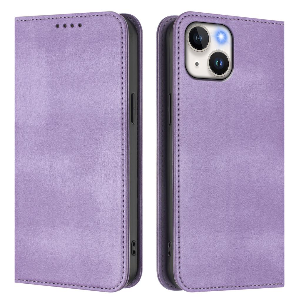 For iPhone 15 Wallet Cases Retro Texture RFID Blocking Leather Phone Cover