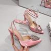 Женская обувь Модные свадебные туфли-лодочки Сексуальные шпильки с острыми каблуками Летние босоножки со стразами Love Decorate Strap Sandals Zapatos