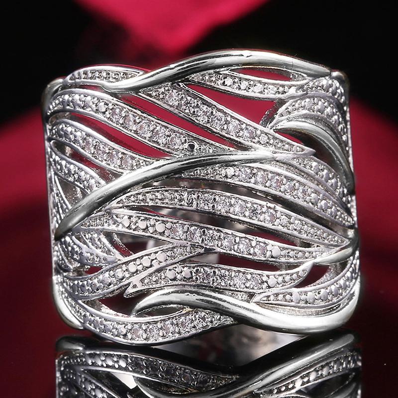 Huitan Unique Shape Women Ring Bridal Wedding Ceremony Rings High Quality Special-interest Versatile Accessories Trendy Rings