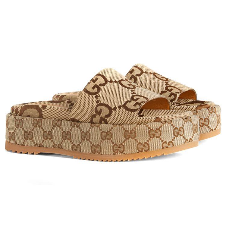 Gucci Женская платформа-сандалия Gg Lame 'Camel Monogram' Женский 623212 UKO00 2580