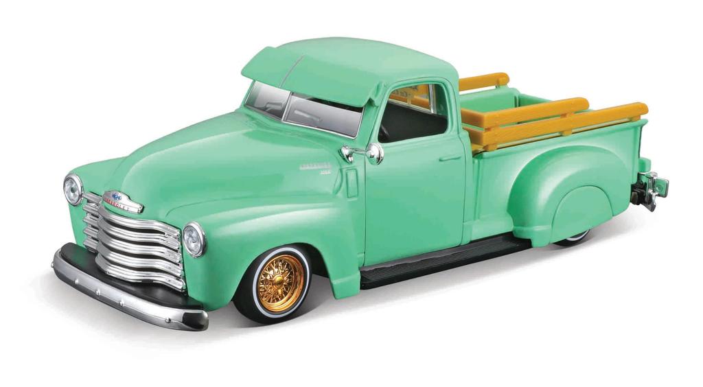 Maisto Chevrolet 3100 Pickup 1950 Green Custom Low Rider Mini Car Diecast Car Complete Product 32545 1/25