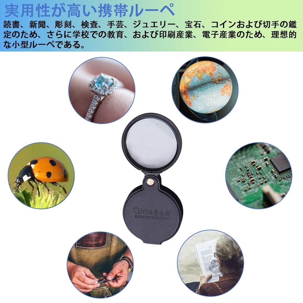 Aicosineg Увеличительная линза 10x 60 мм Высокая Легкая для Наблюдения за Драгоценными камнями и Природой для Пожилых людей и Детей Стекло, Увеличение, Диаметр, Складная, 360°