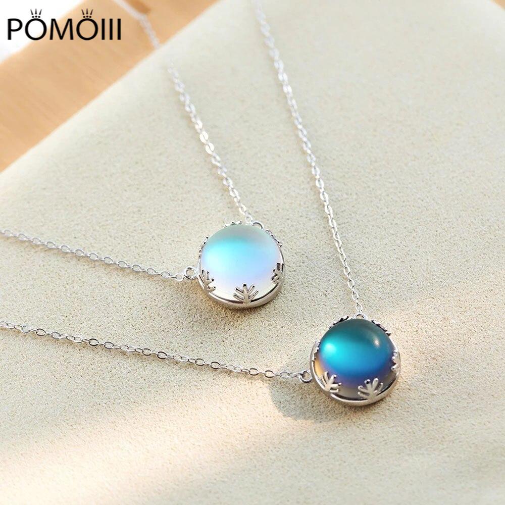 New Women Necklace Aurora Pendant Moonstone Clavicle Chain Scale Light Silver Color Necklaces Elegant Jewelry Festival Gift