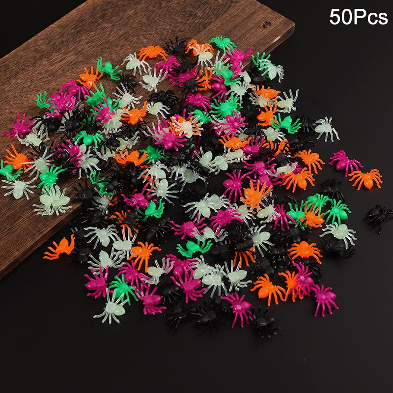 50-200 шт. Разноцветные Мини-пауки для вечеринки на Хэллоуин, украшение паутины, дом с привидениями, домашний стол, реквизит для ужасов, детская игрушка-розыгрыш