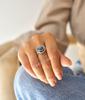 Natural Labradorite rose cut ring Unique Silver oxidized ring for women flashy Labradorite ring Healing crystal boho vibe jewelry for her