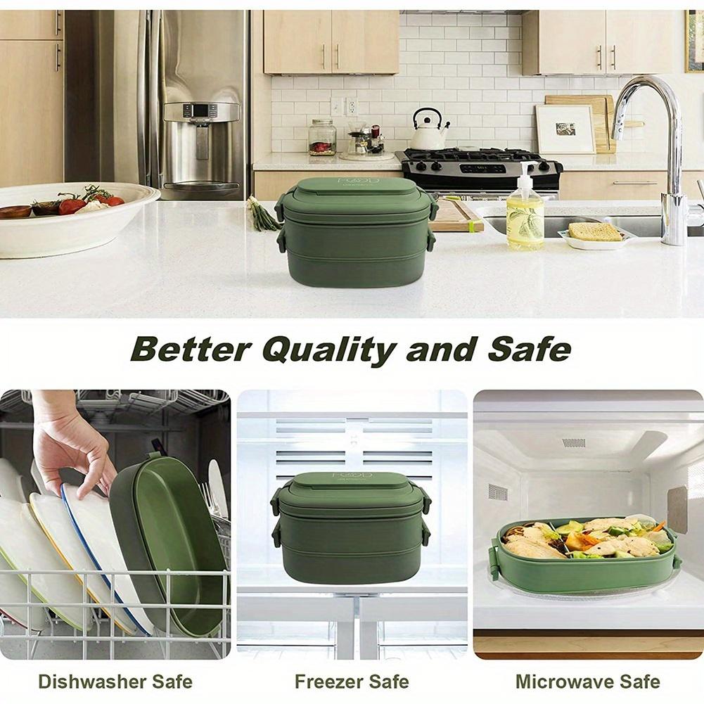 Lunch Box Leakproof Bento Box for Kids Adults Cutlery Set Bento Boxes for Kid Men Women Adults Working Schools Green