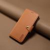 DENIOR For iPhone 16 Case Wallet Cowhide Texture Leather Phone Cover - Khaki