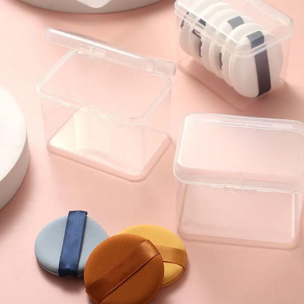 Plastic Powder Puff Storage Box Small Cosmetics Storage Case Square Storage Box  Swab