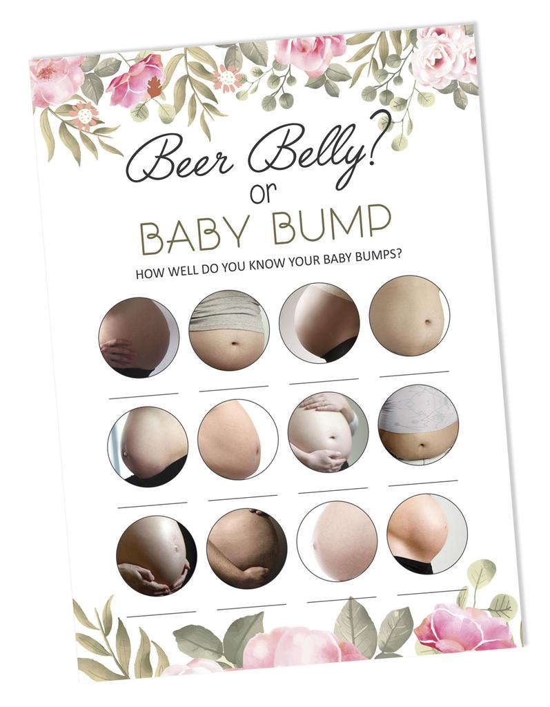 Inkdotpot Игра Beer Belly Or Baby Bump Игровые карточки Baby Shower Товары для вечеринок Карточки с заданиями Baby Shower Гендерно-нейтральные игры Its A Boy Or