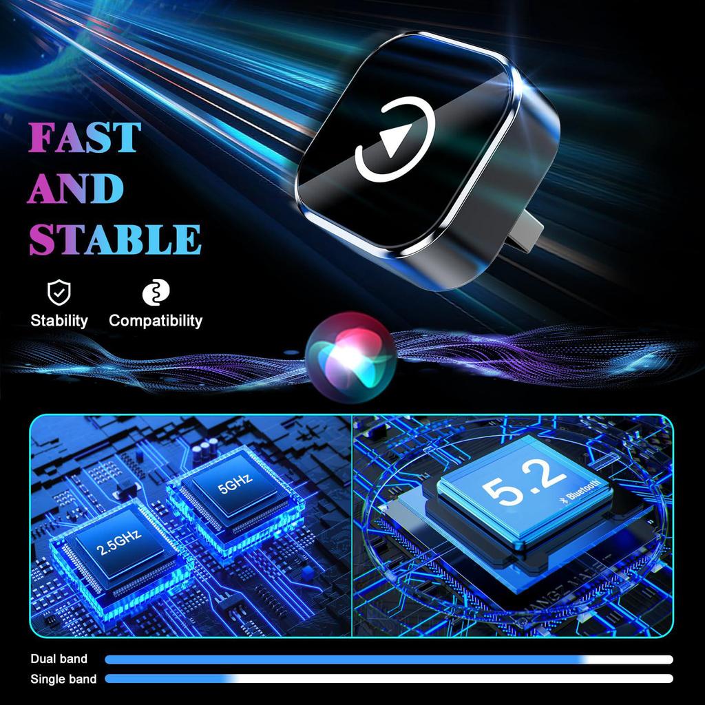 Трансграничный металлический 2-в-1 адаптер CarPlay и Android Auto с матовой отделкой