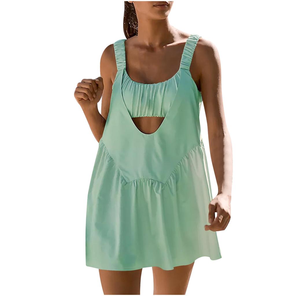 Women's Tennis Dresses Casual Summer Dresses Built-in Bra Casual Sports Dresses Workout Clothes