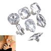 Набор из 7 колец с крупными стразами в форме капли для женщин, штабелируемые украшения, сверкающие аксессуары в форме капли воды