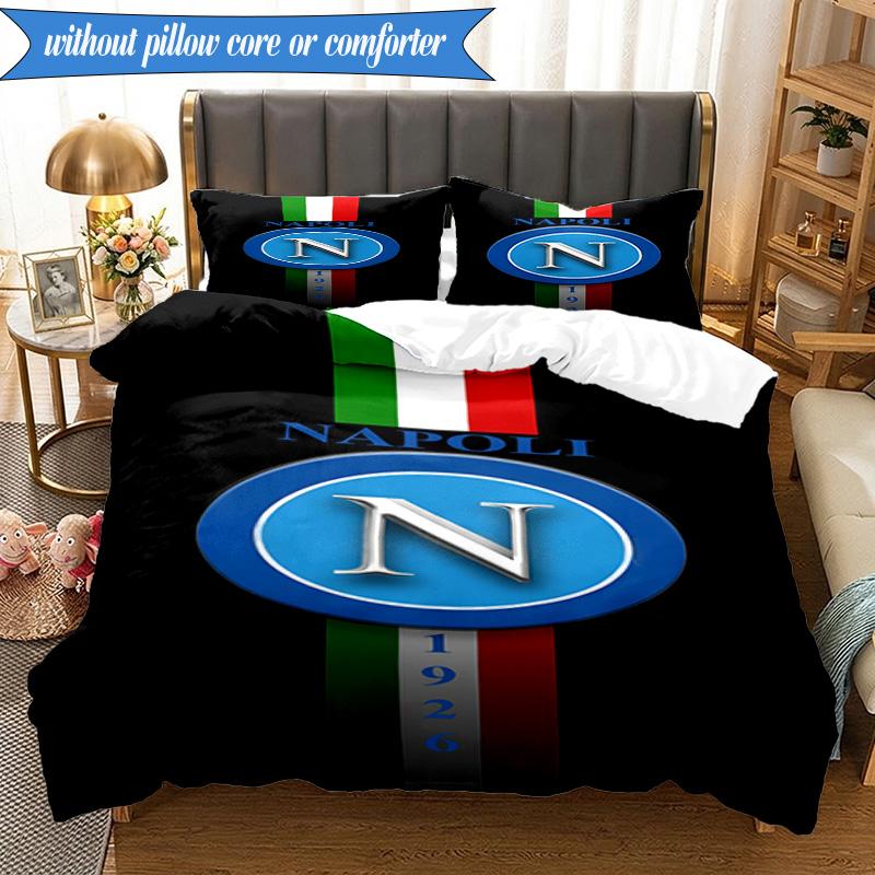 3PCS Napoli Blue Energy Symbol Bedding Set 2D Printing (Includes 1 Duvet Cover + 2 Pillowcases Coreless), Bedroom decor,Fan gift
