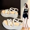 Fashion Fashion Cross Strap Wedge Heel Sandals Woman Summer Chunky Platform Slingbacks Women Slippers Thick Bottom Slides Flip Flops