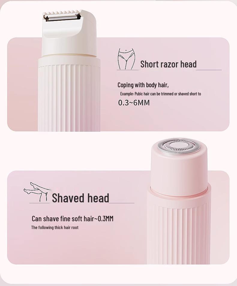 Электрическая женская бритва и триммер с двумя головками для удаления волос на теле и в области бикини