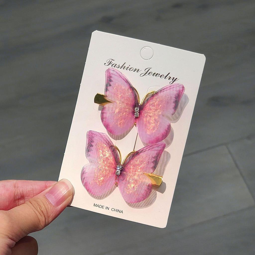 Градиентная заколка-бабочка для детей - симпатичная заколка-уточка из сетки и сплава, идеально подходит для стилей ханьфу и феи