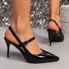 Fashion Elegant Summer Slingback Sandals for Women Pointed Toe Stiletto Heel Banquet Dress Shoes Woman Patent Leather High Heels Pumps