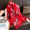 Silk Scarf for Women In Spring  Autumn and Winter  Middle-aged and Elderly Mothers Warm and Versatile  Super Large Scarf Literary Style Travel Scarf