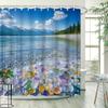1 шт. Пейзажная шторка для душа Камень Озеро и Горный пейзаж Украшение для ванной комнаты Полиэстеровая ткань Содержит 12 крючков