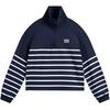 Li Ning Sports Lifestyle Series Casual Minimalist Color Block Striped Stand Collar Pullover Sweatshirt Women Sweatshirt Deep-Navy-Blue AWDV372-2