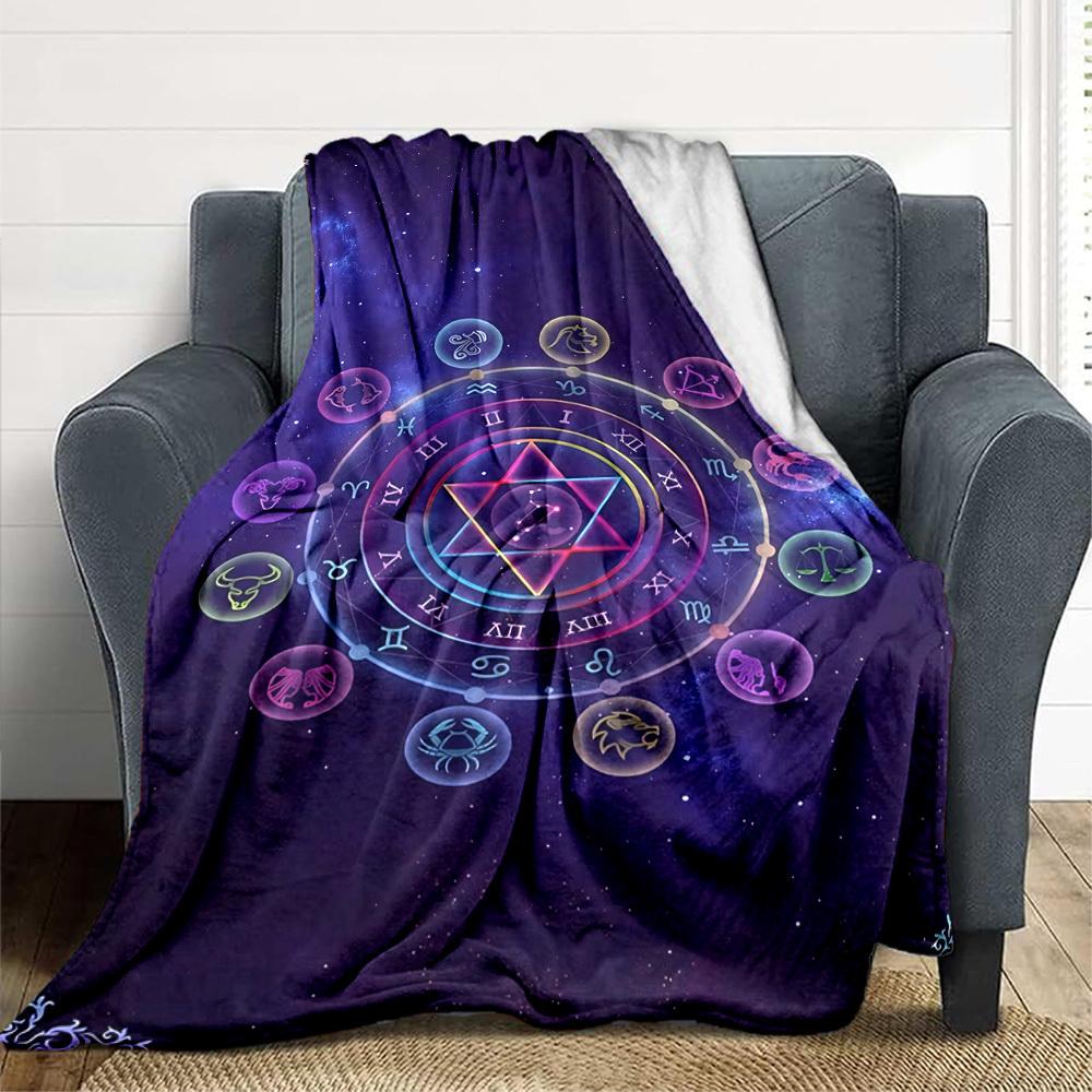 1pc Astrology Symbols Blanket - Perfect Gift for Birthdays, Christmas & Halloween- Soft, Warm & Versatile yy250909169
