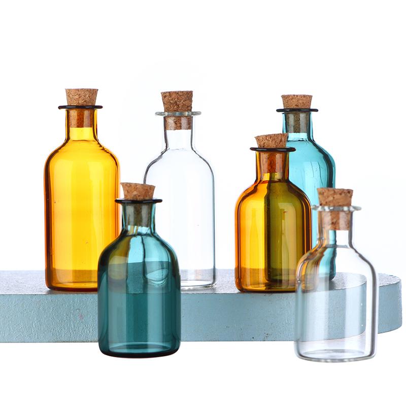 1:12 кукольных мини-стеклянных бутылок с пробковой крышкой для хранения крошечных баночек и флаконов, ваза Decortoy