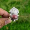 Gift For Women Solitaire Bird Adjustable Ring 925 Silver Natural Rhodonite