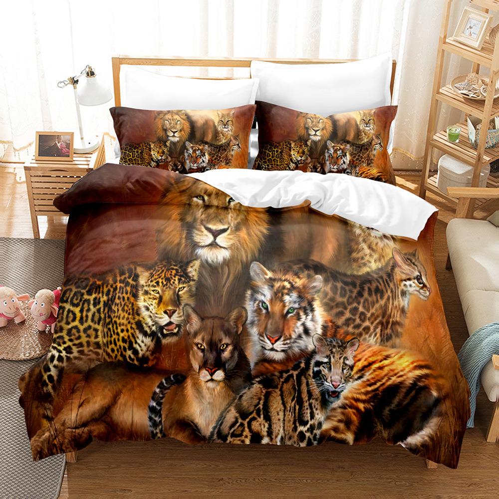 3D комплект постельного белья свирепый зверь Лев пододеяльник наволочка 2/3 шт. AU180 * 210 полноразмерный животный принт с молнией мягкий домашний текстиль