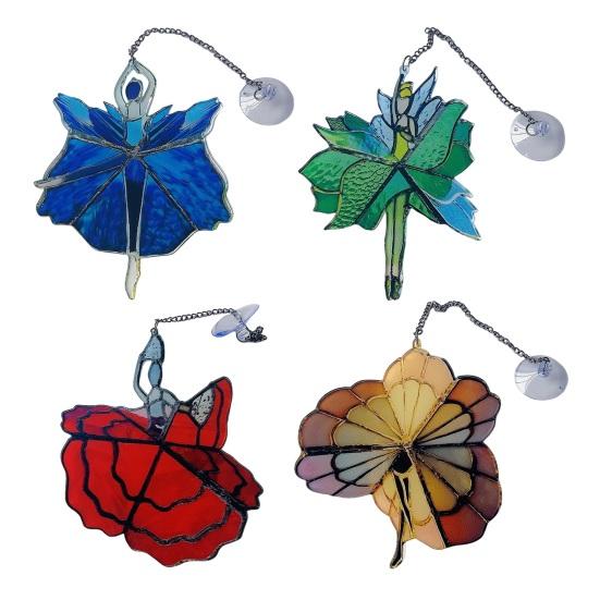 Acrylic Dancing Girl Hanging Decoration 2D Flat Stained Glass Dancer Indoor Outdoor Garden Yard Hanging Ornament