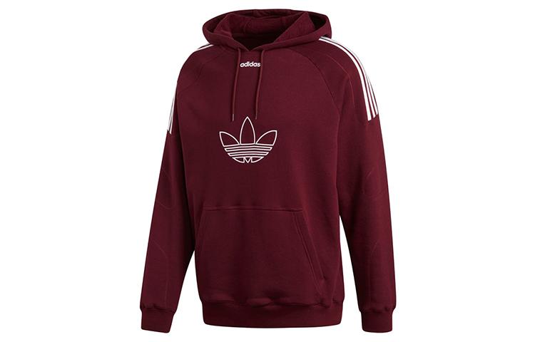 Adidas Originals Flock Sweatshirts Men's Dark Reddish Purple Hooded Moderate Regular DU8114