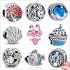 New 925 Sterling Silver Shell Bikini Steamship Fish Pendant Bead Charm Fit Original Bracelet for Women DIY Jewelry Gift