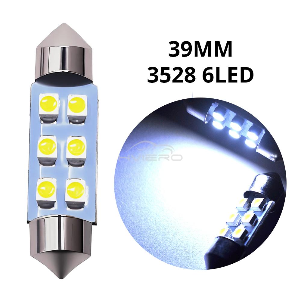 10X Car Led 3528 1210 White 6SMD LED Bulb 6500k Super Bright for Reading Dome Festoon Lamp Trunk License Plate Interior Lighting