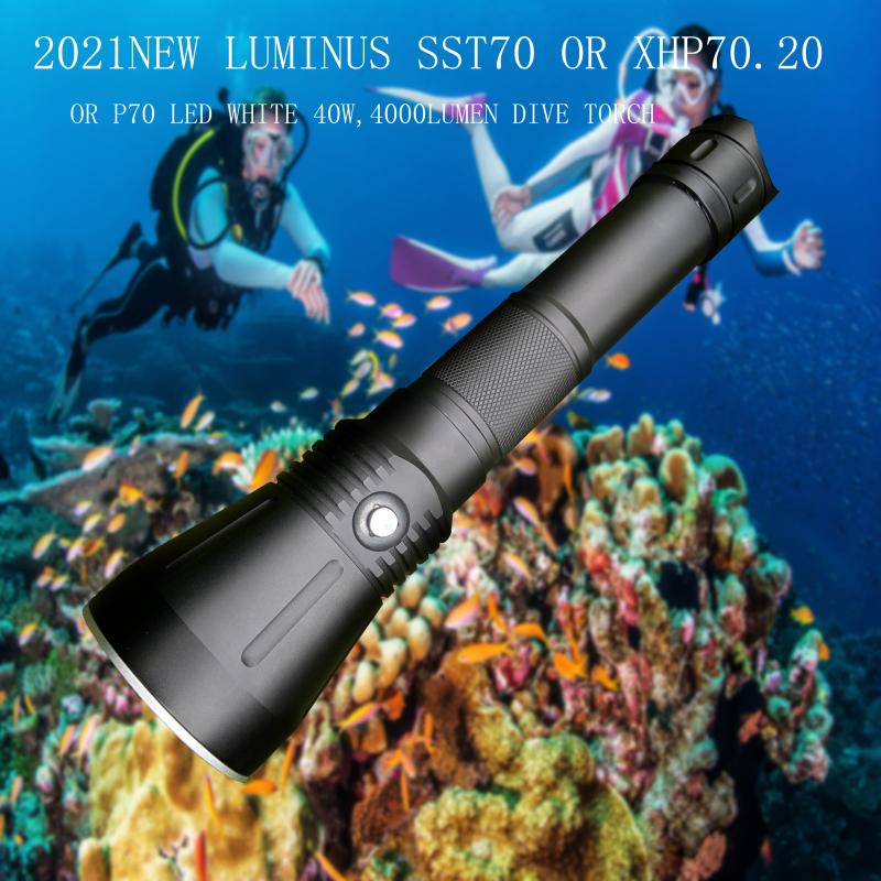 Фонарик SST70 P70 26650 Аккумулятор 4000 люмен Яркий свет Фонарик для дайвинга