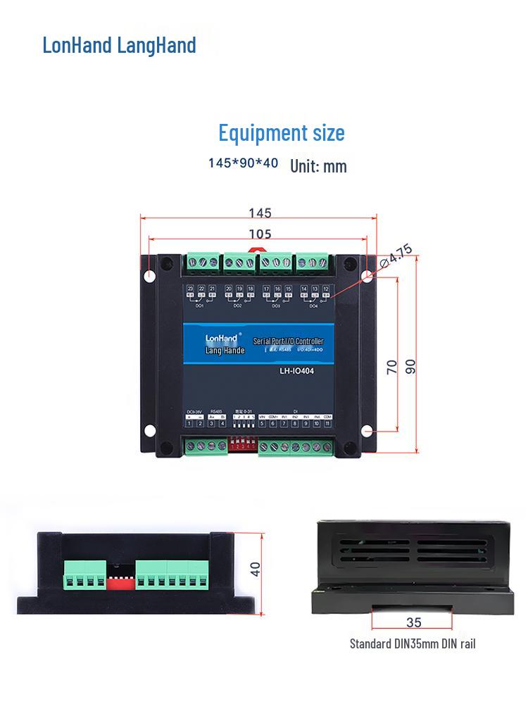 4-Way Serial Port Relay with 485/232 I/O, Industrial Control Modbus Optocoupler