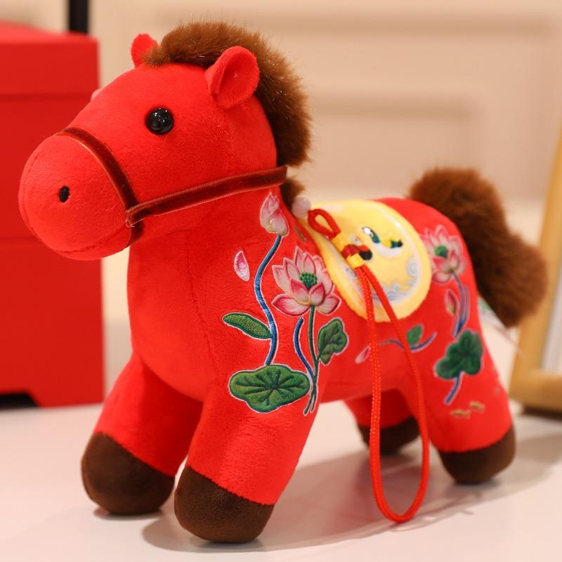 Horse mascot doll Folk style pony pendant Plush toy Zodiac horse doll Ragdoll