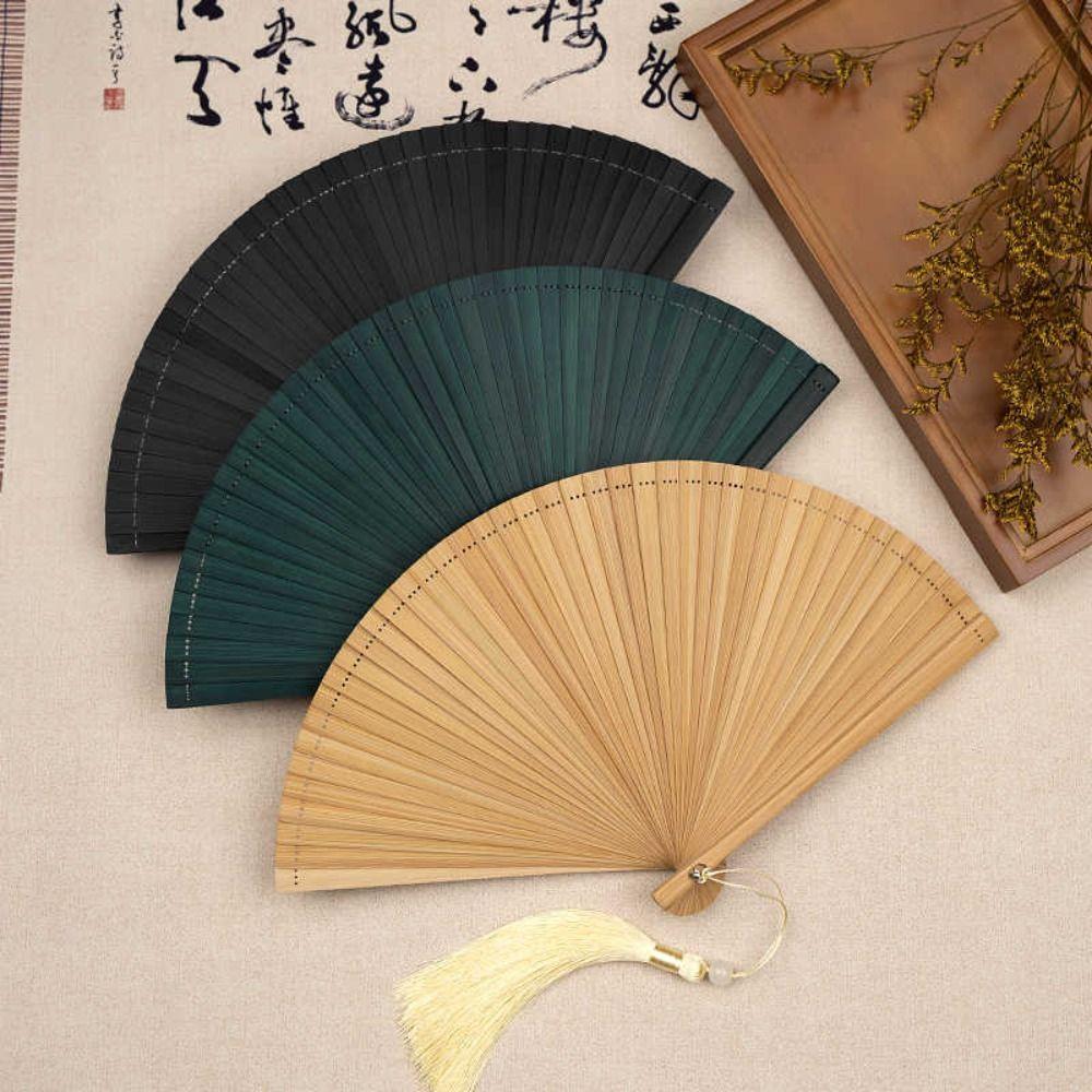 Chinese Style Solid Color Bamboo Fan Exquisite Elegant Handheld Fans Hanfu Accessories