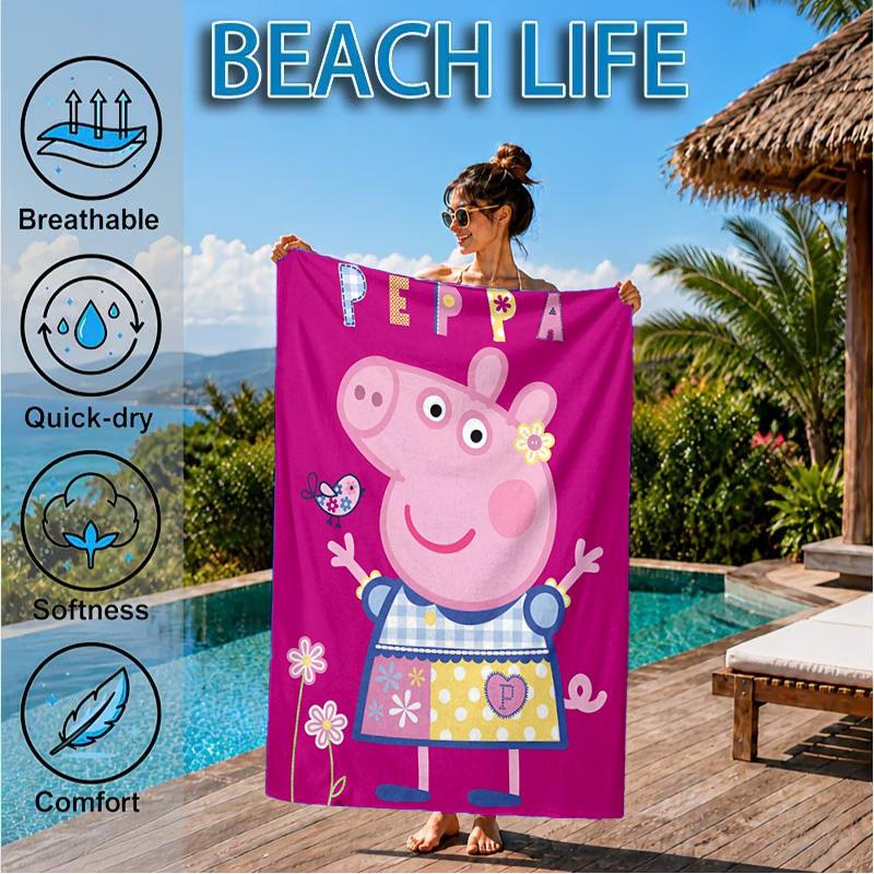 Princess Peppa Beach Towel, Quick-drying, Easy to Care for, Suitable for Both Fitness and Beach Vacations,Sports Essential