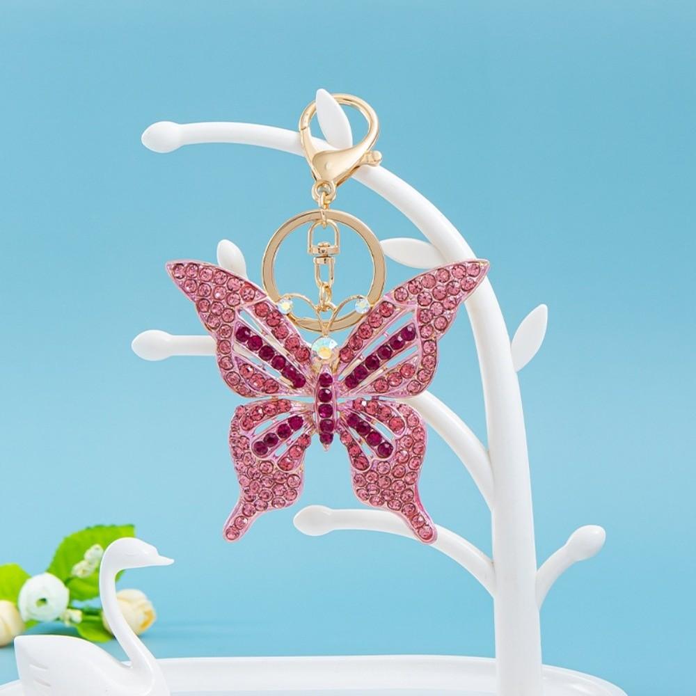 Hollow Butterfly Keychain Retro Style Rhinestone Keychain Butterfly Bag Charm Backpack Accessories