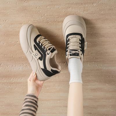 Весна 2025 года, новая корейская версия, дышащие маленькие белые туфли, женские низкие повседневные туфли на платформе, туфли-маффины GT8802