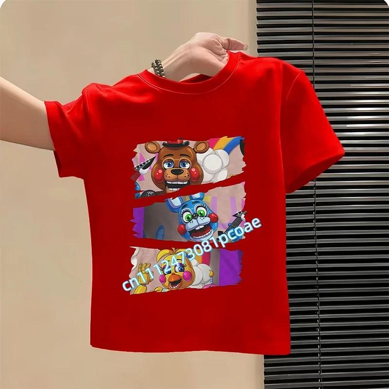 FNAF Дышащие футболки Детские Пять Ночей с Фредди Милый Топ с коротким рукавом Мальчики Девочки Летняя Модная Футболка Детская Одежда