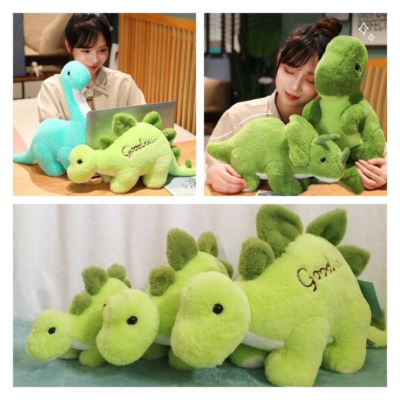Large Size Jurassic Dinosaur Park Plush Toy Green Stegosaurus Triangular Dragon Tyrannosaurus Rex Cartoon Stuffed Animal