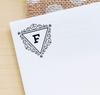 Printtoo R-40 Self Inking Rubber Stamp Swirl Border Triangle F Alphabet Monogram Initial Office
