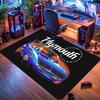 Plymouth Superbird Classic Muscle Car Orange Flame Effect Black Print Area Rug Vintage Race Car Non Slip Entryway Floor Mat Auto Fan Decor Rug