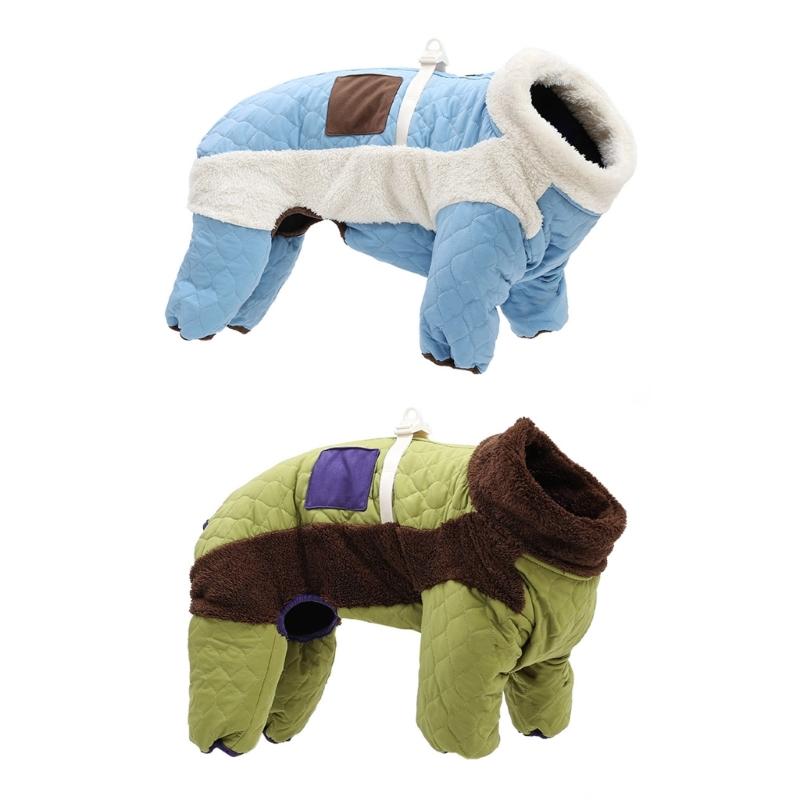 Dog Winter Coat for Cold Weather Walking, Quilted Four-Leg Coverage, Plush Trim, Padded Pet Outfit for Fall Winter, Outdoor Acti