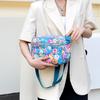 Casual Retro Nylon Shoulder Bag Multi Layered Floral Print Mother Handbag Women's Fashion Vintage Flower Crossbody Bags